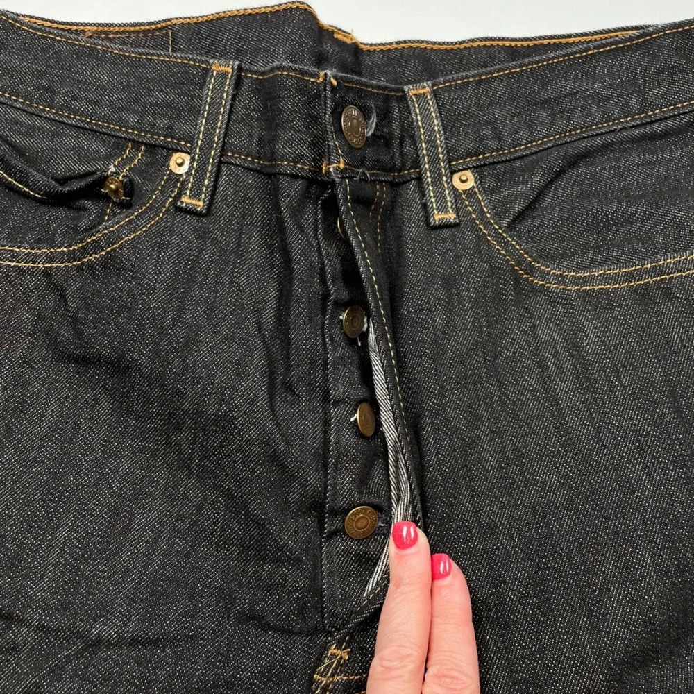 Levis 501XX Mens Dark Wash Indigo Straight Leg Button Fly Denim Jeans 33x34